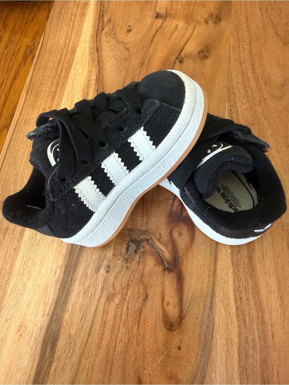 adidas Kids Black Sneakers with White Stripes
